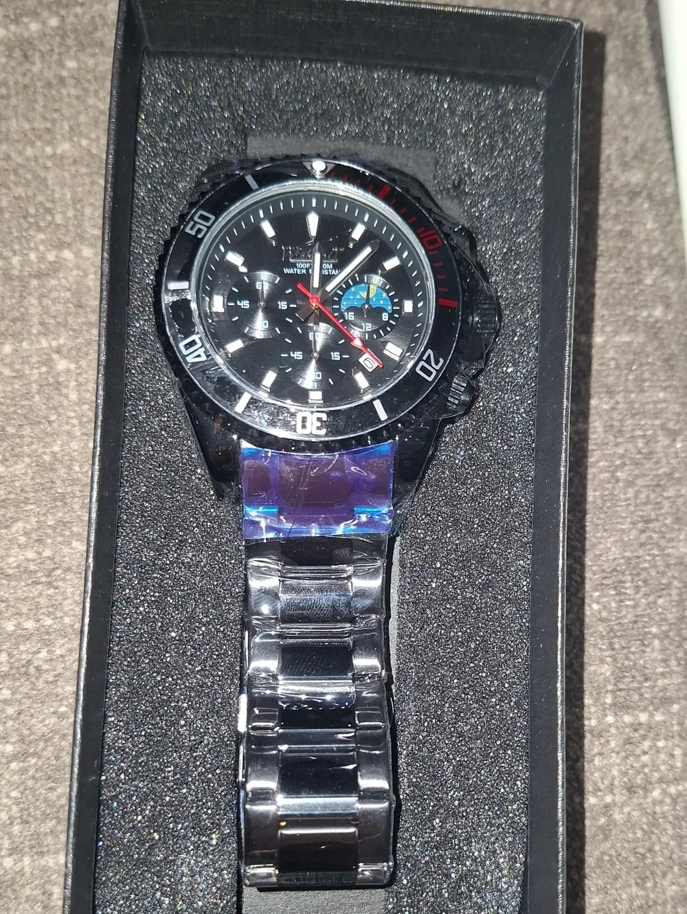 Black Men's Wristwatch with Metal Bracelet - WISHDTIL